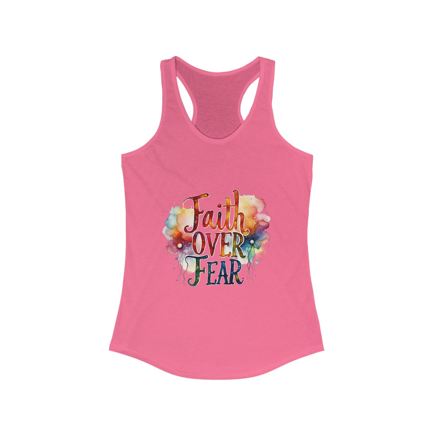Faith Over Fear Women's Racerback Tank Top - Inspirational Workout Shirt