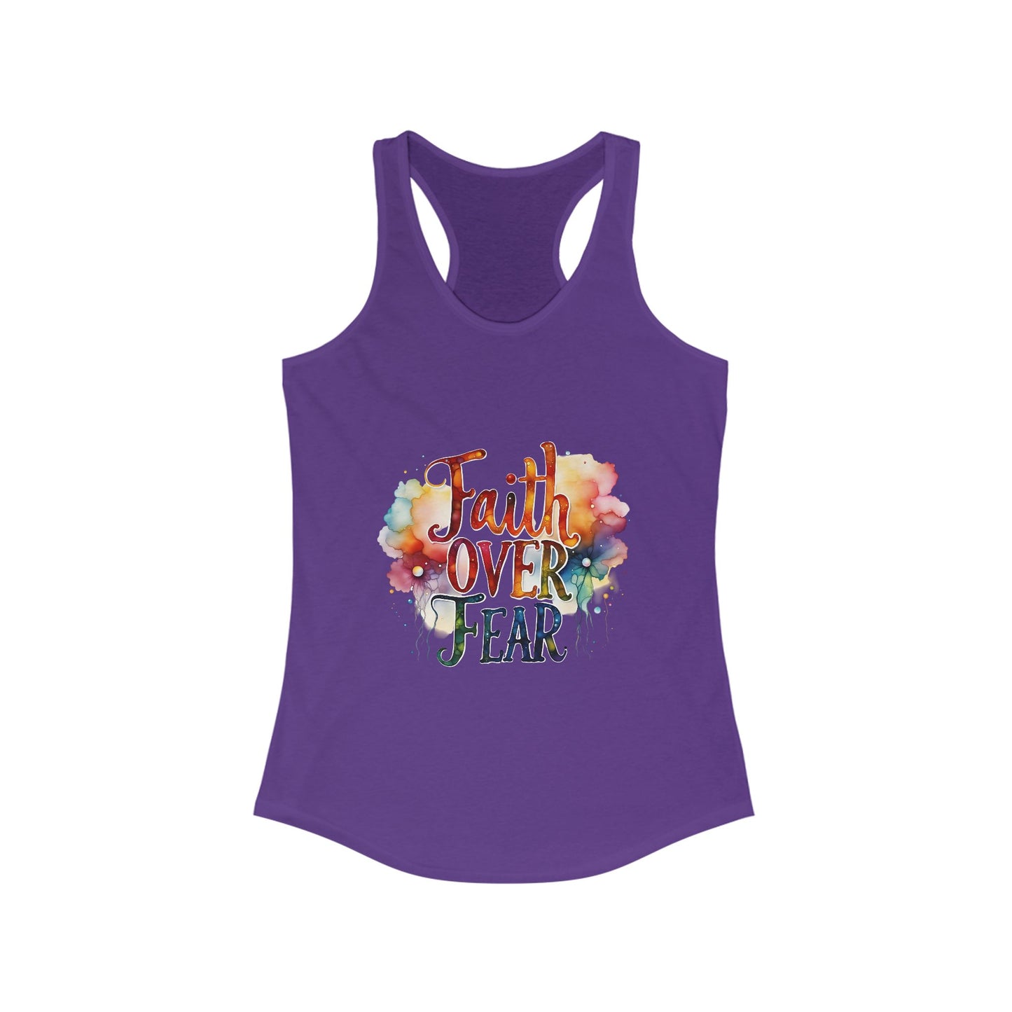 Faith Over Fear Women's Racerback Tank Top - Inspirational Workout Shirt