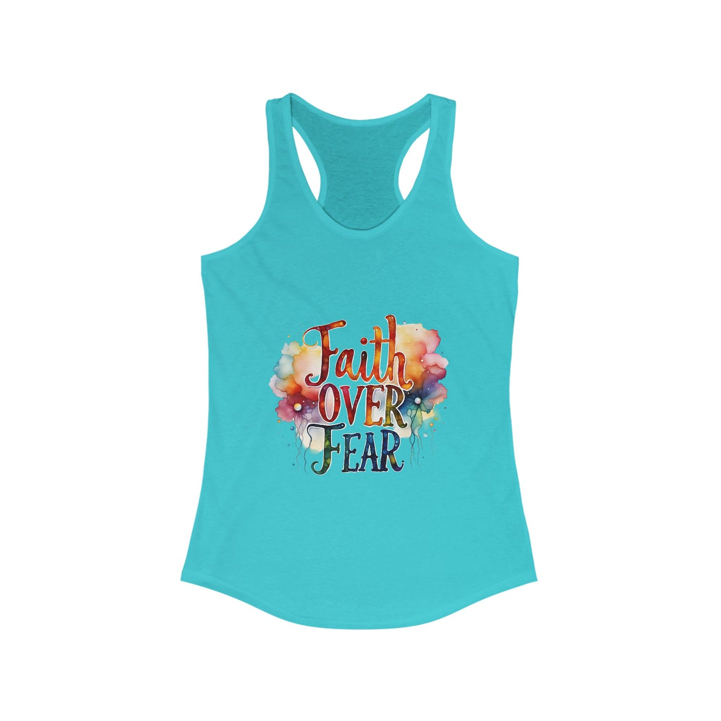 Faith Over Fear Women's Racerback Tank Top - Inspirational Workout Shirt