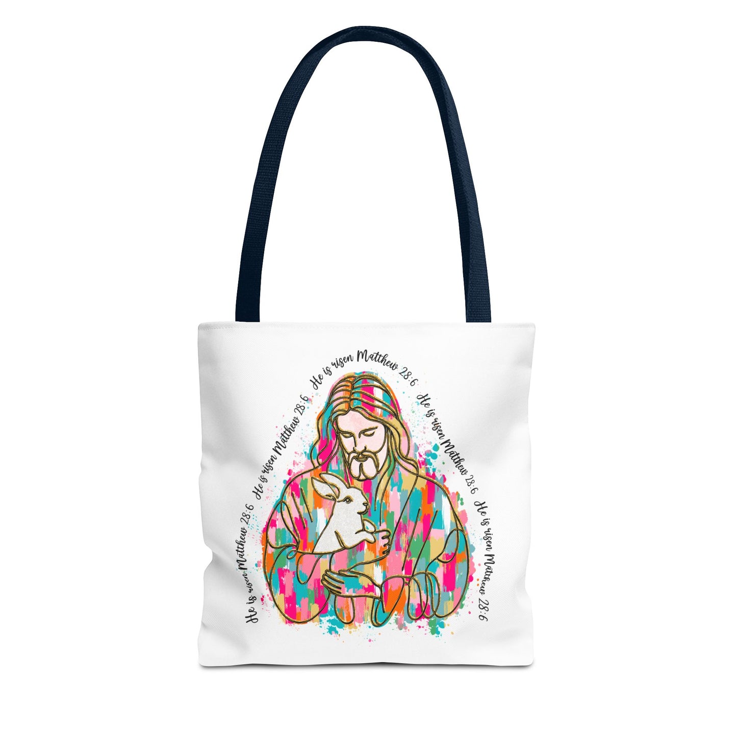 Matthew 25:40 Design - Rainbow Jesus, Easter Watercolor Inspirational Tote Bag