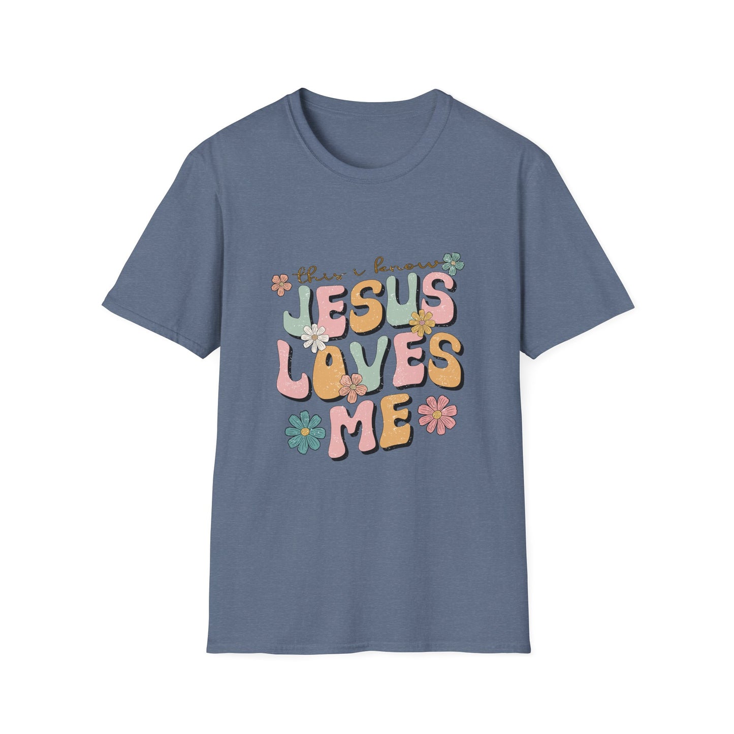 Jesus Loves Me Floral Unisex Softstyle T-Shirt - Cute Faith-Based Tee for Everyday Wear