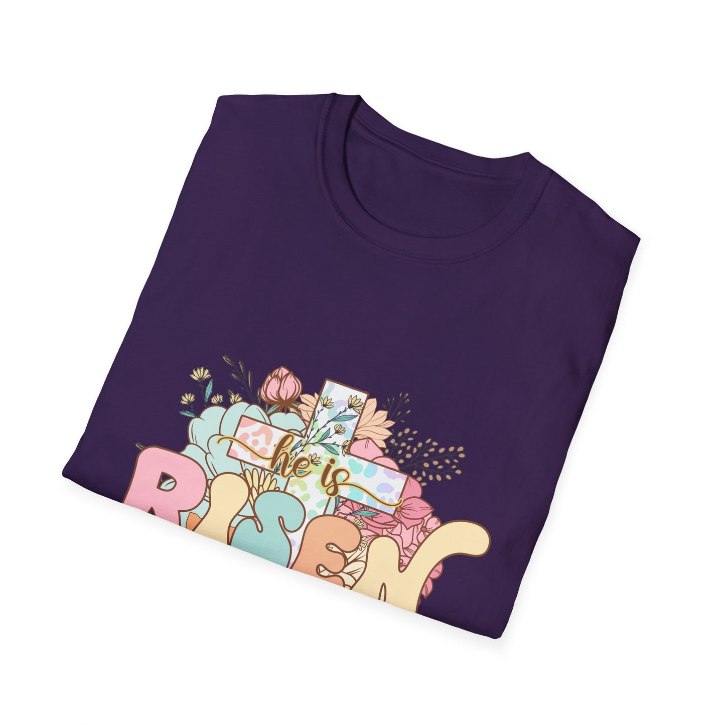 Risen Cross Unisex Softstyle T-Shirt - Inspirational Graphic Tee for Faith and Everyday Wear