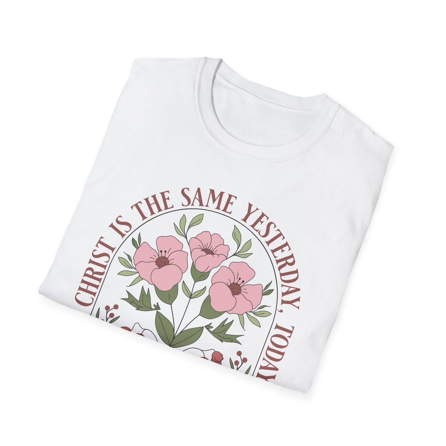 Christian Floral Quote Unisex Softstyle T-Shirt - Forever in Faith