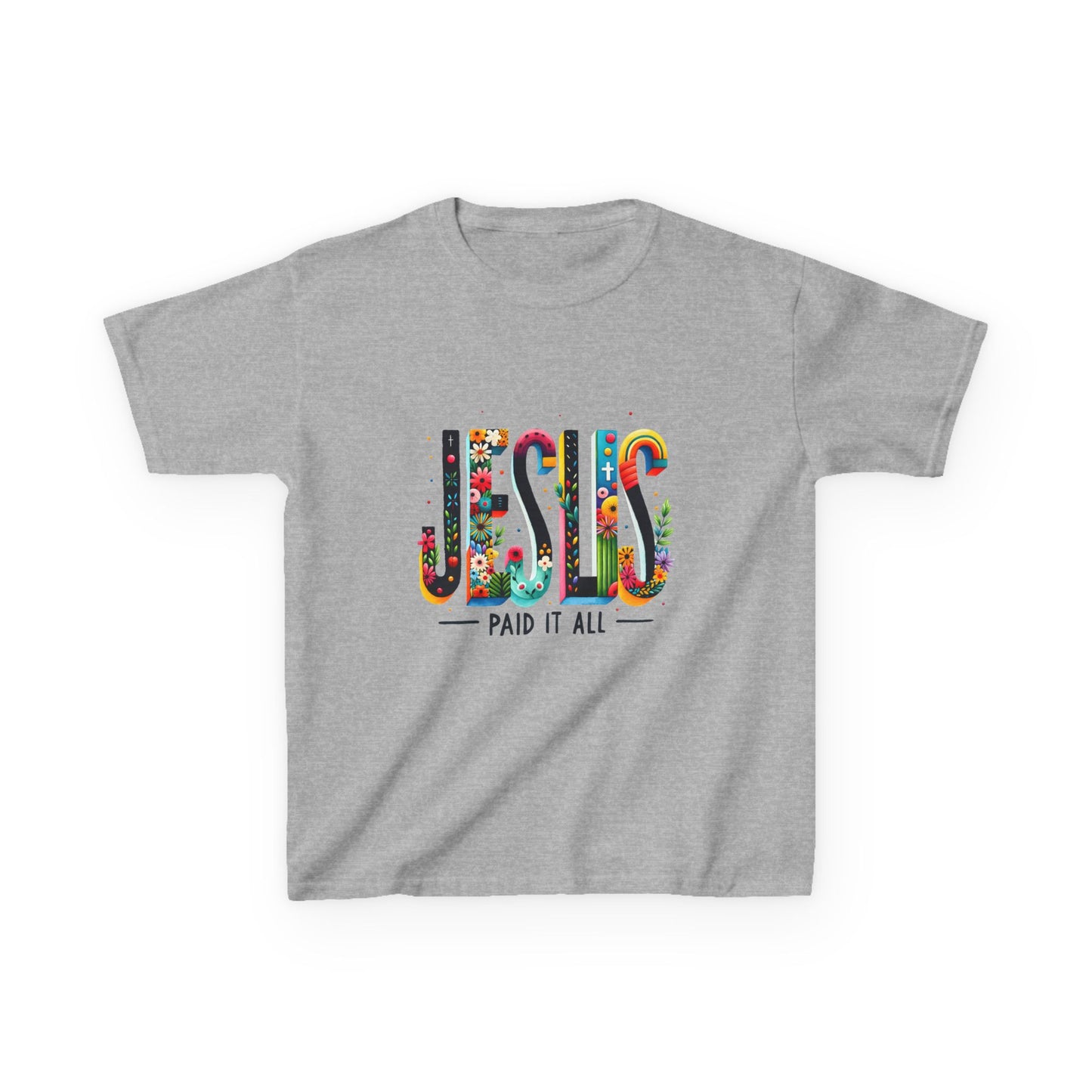 Kids Jesus Paid It All Tee - Colorful Inspirational Cotton T-Shirt