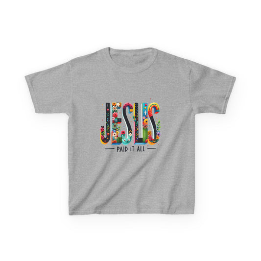 Kids Jesus Paid It All Tee - Colorful Inspirational Cotton T-Shirt