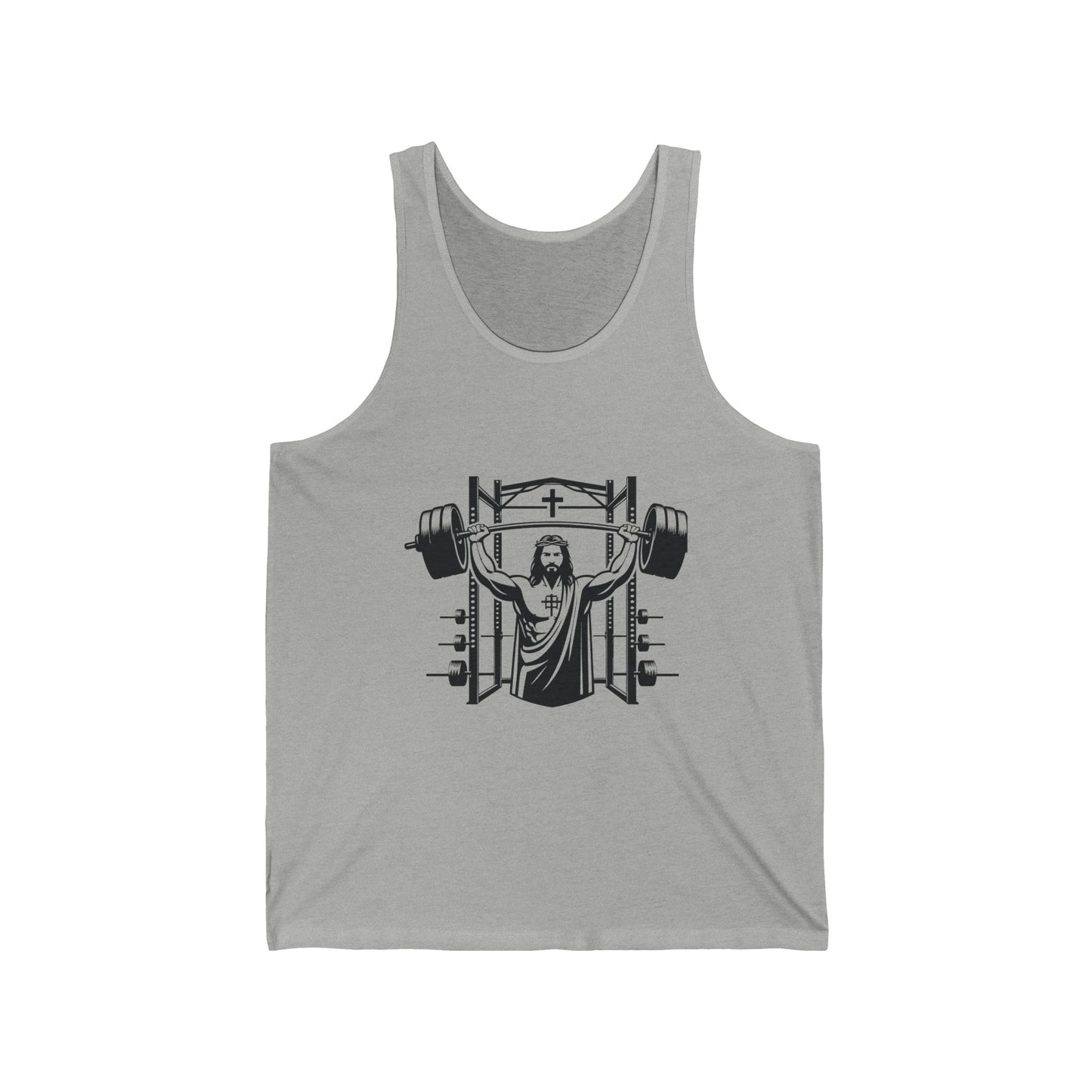 Muscle Power Unisex Jersey Tank - Weightlifting Christ Design