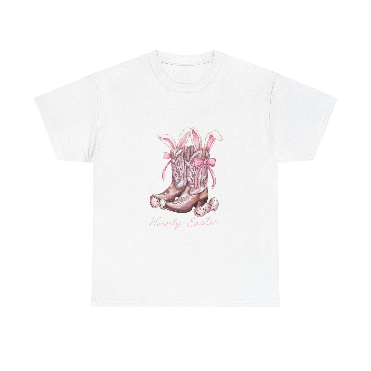 Howdy Easter Pink Cowgirl Boots - Cotton Tee
