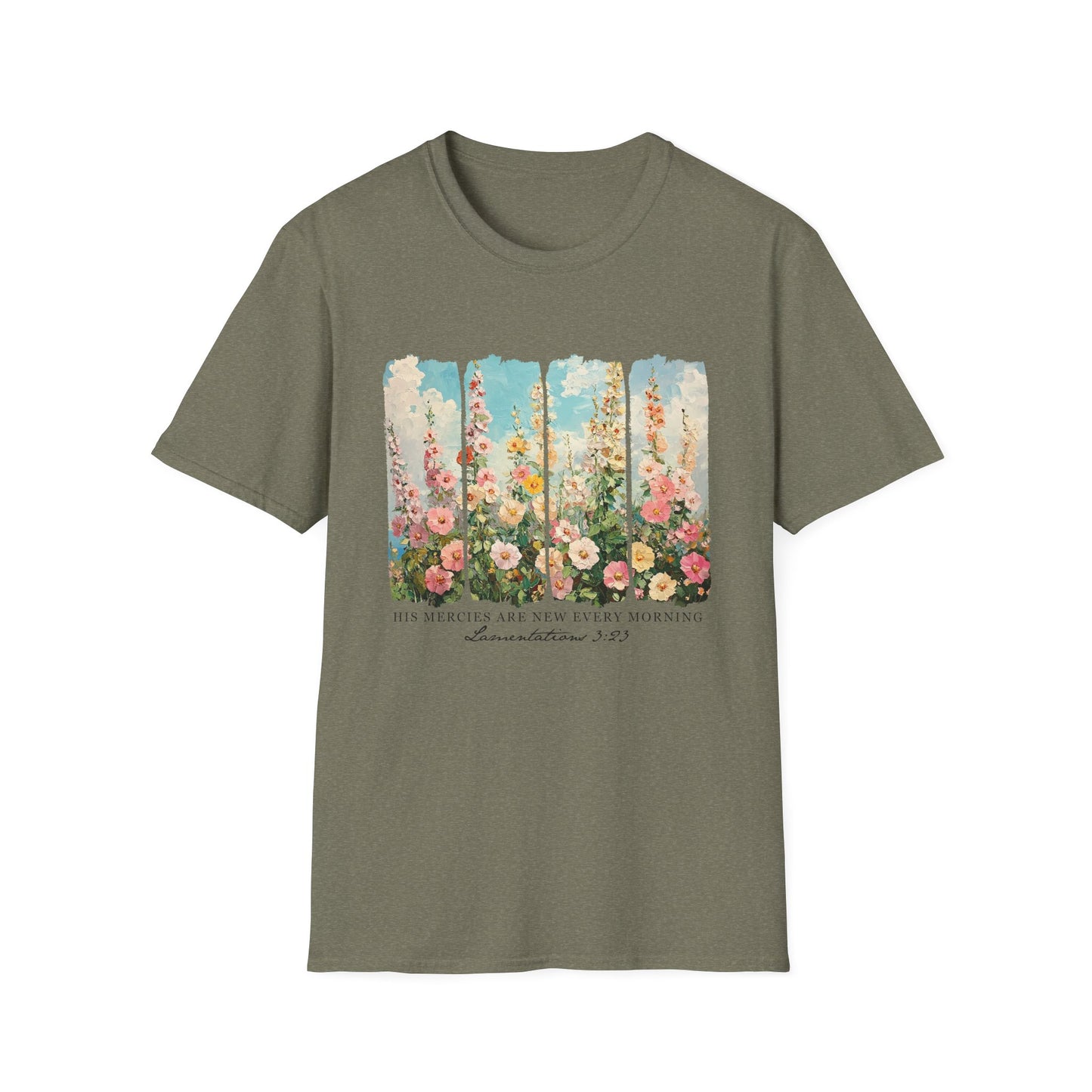 Floral Inspirational Quote Unisex T-Shirt - 'His Mercies Are New Every Morning'