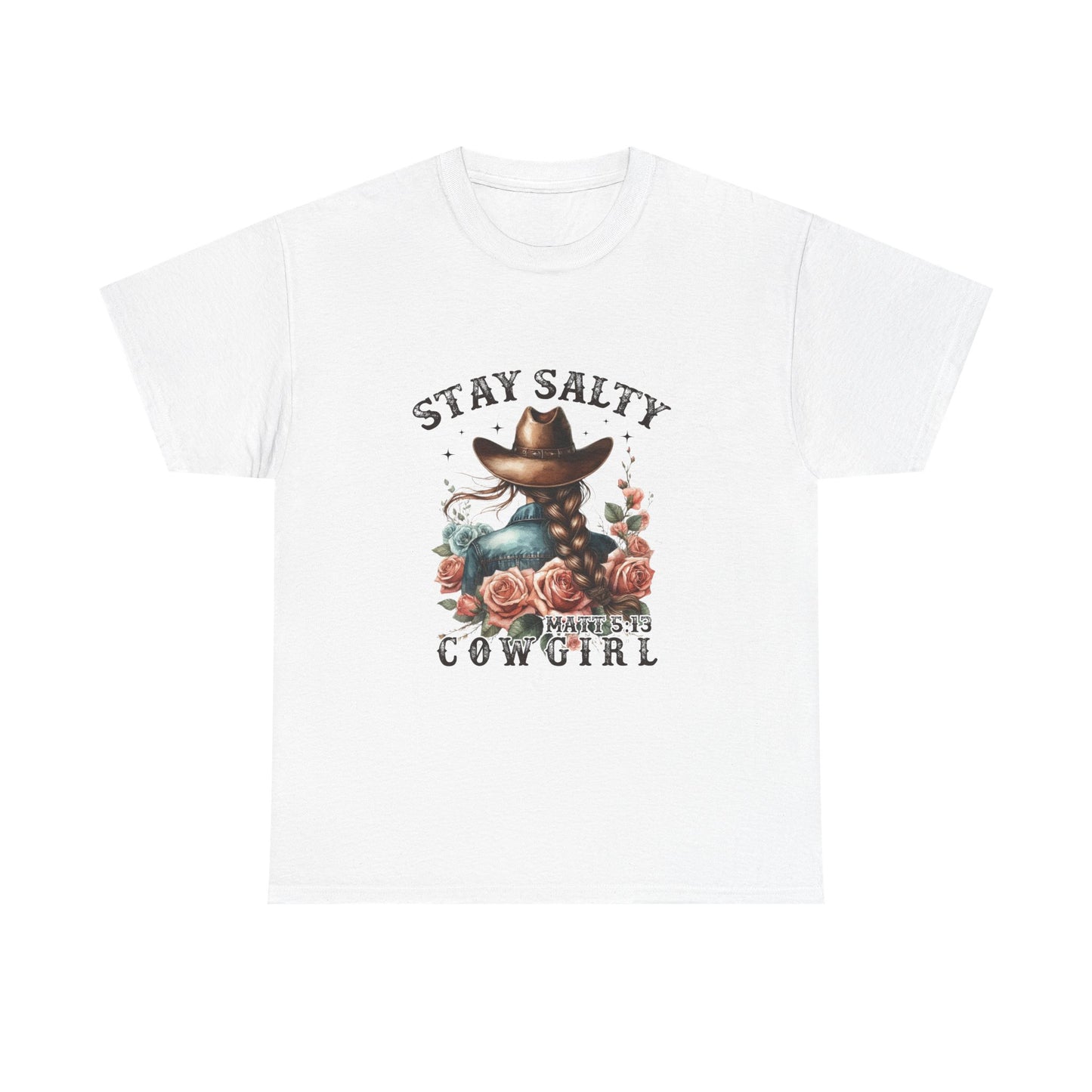 Stay Salty Cowgirl Cotton T-shirt - Trendy Western Graphic T-Shirt