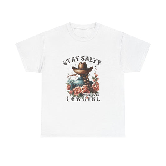 Stay Salty Cowgirl Cotton T-shirt - Trendy Western Graphic T-Shirt