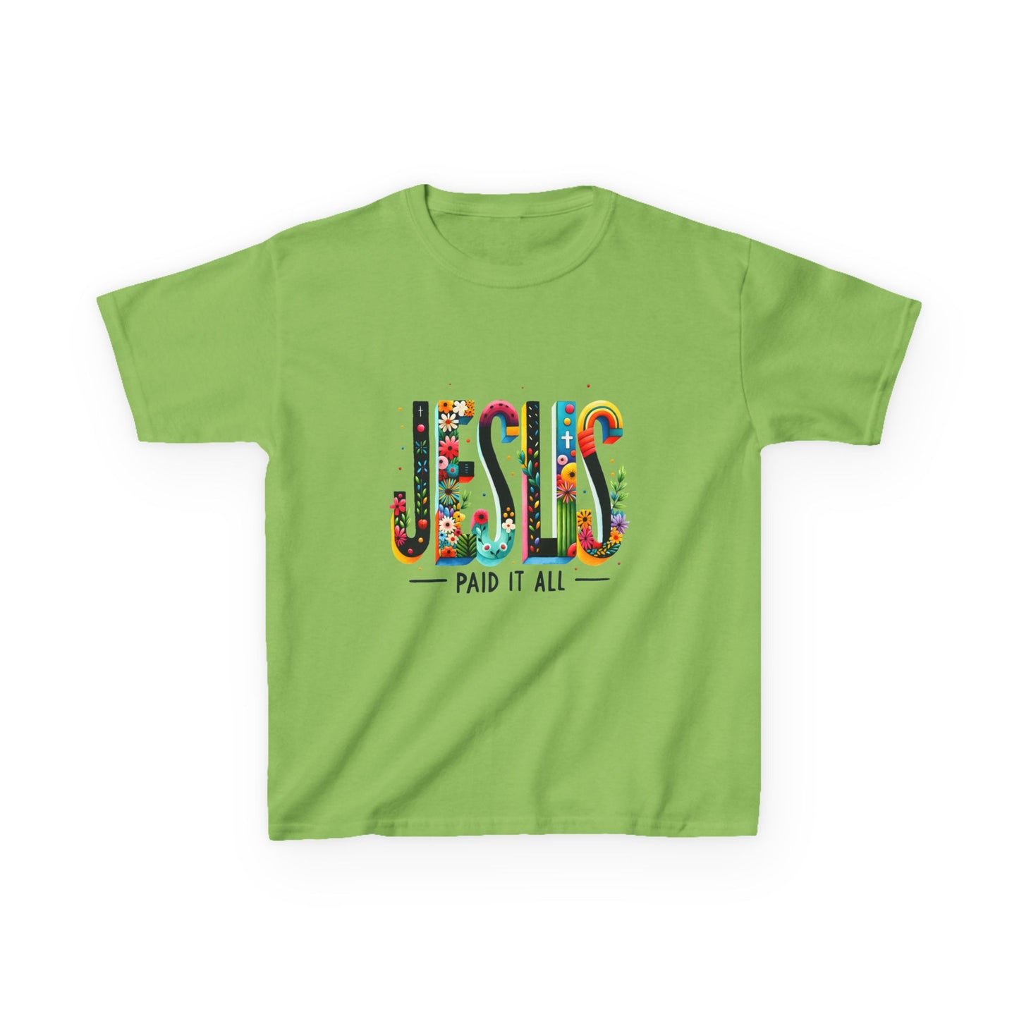 Kids Jesus Paid It All Tee - Colorful Inspirational Cotton T-Shirt