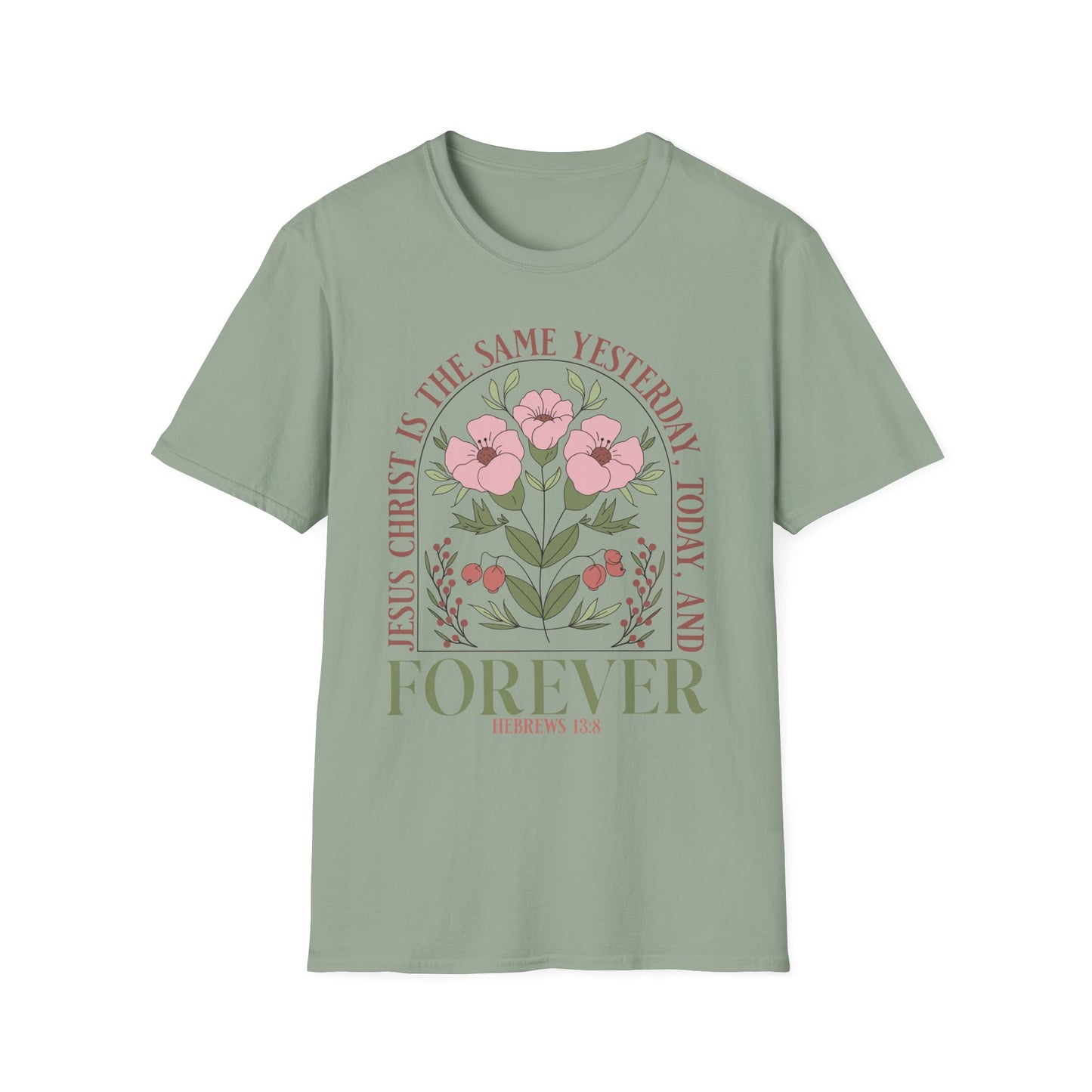 Christian Floral Quote Unisex Softstyle T-Shirt - Forever in Faith
