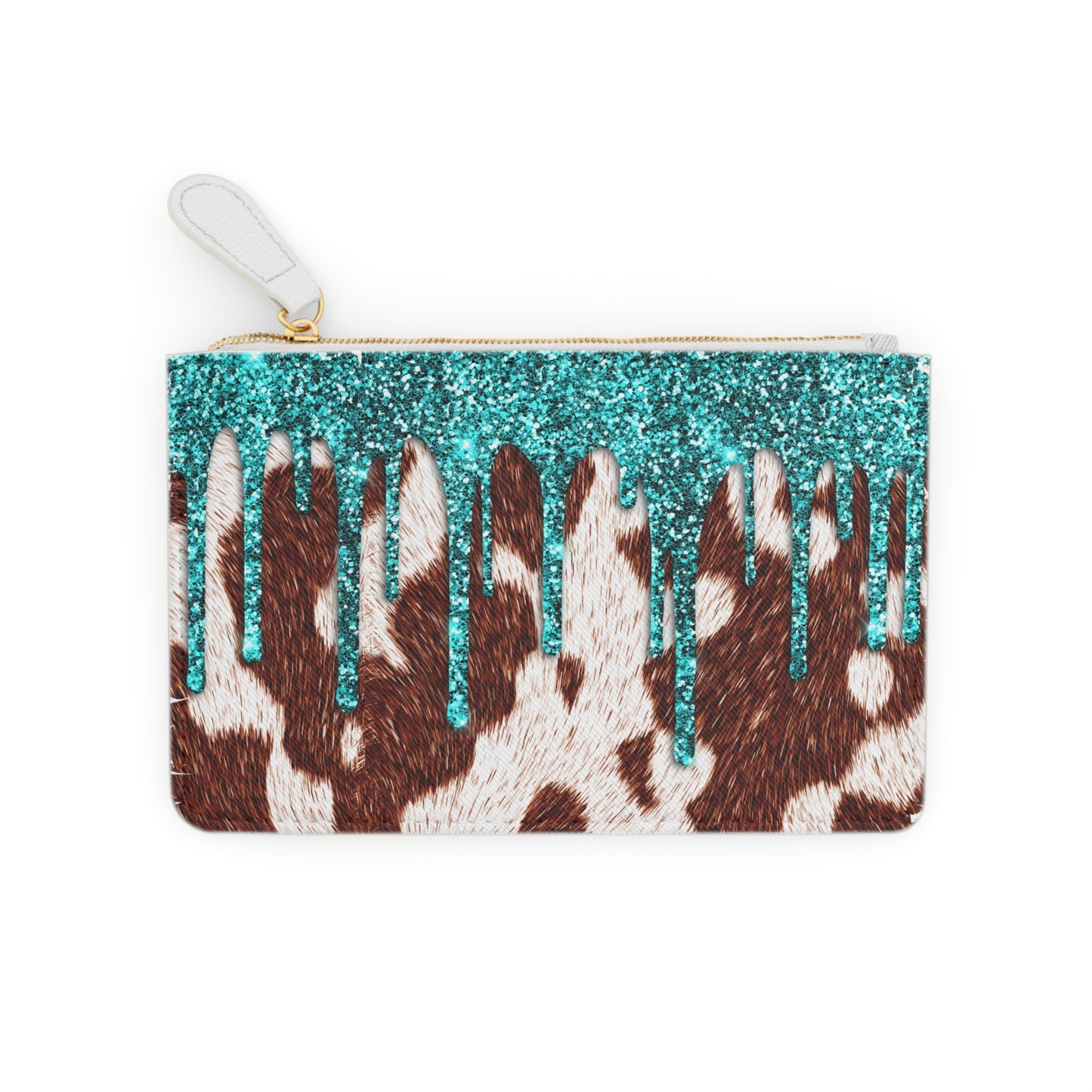 Glitter Drip Mini Clutch Bag - Western Stylish Cow Print Purse for Parties and Night Out