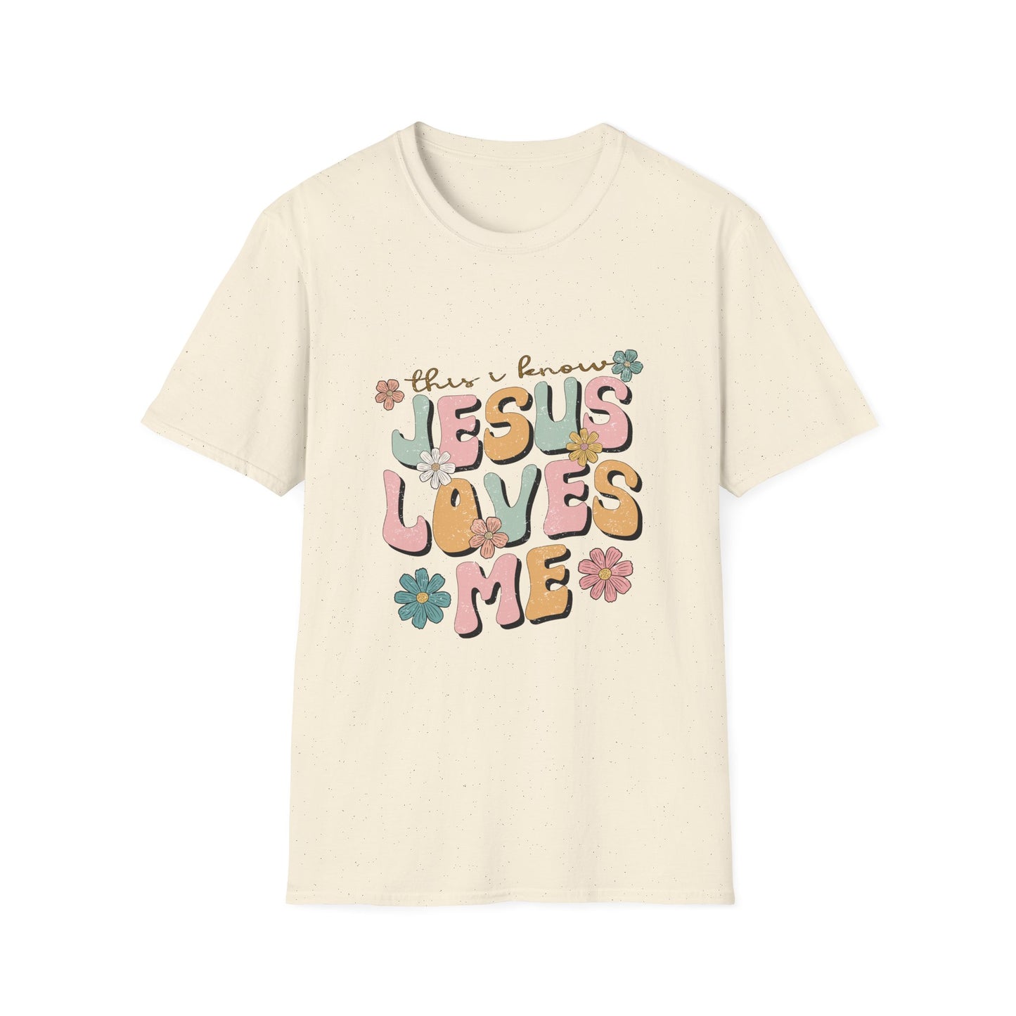 Jesus Loves Me Floral Unisex Softstyle T-Shirt - Cute Faith-Based Tee for Everyday Wear