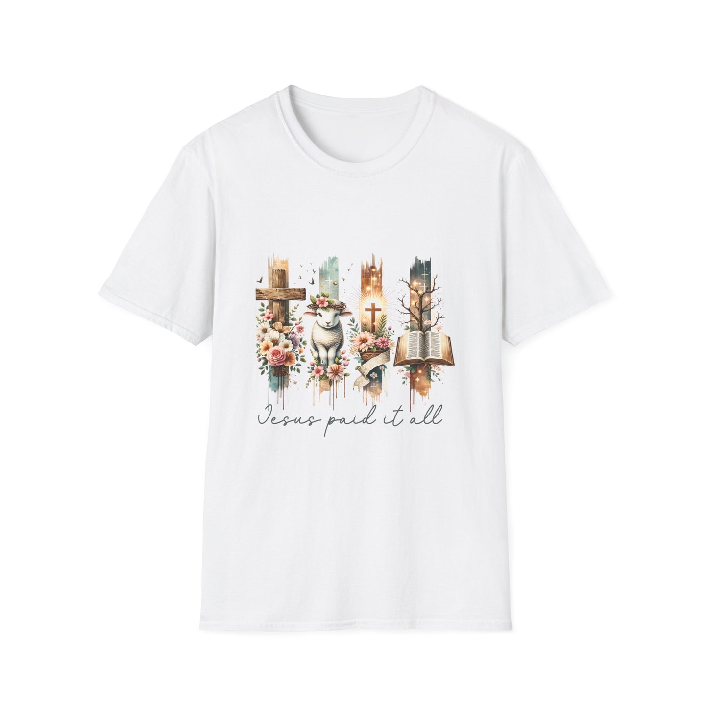 Jesus Paid It All Floral T-Shirt | Comfortable Faith-Based Tee