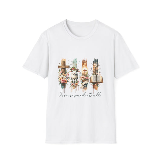 Jesus Paid It All Floral T-Shirt | Comfortable Faith-Based Tee