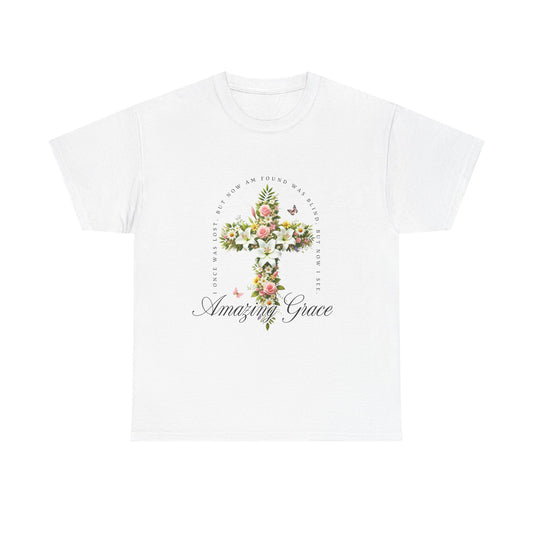 'Amazing Grace' Floral Inspirational Cotton Tee -