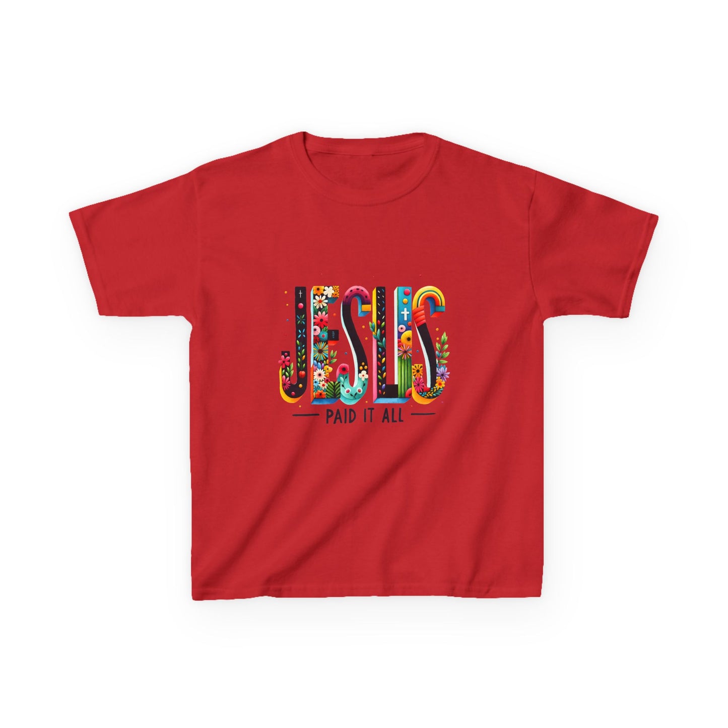 Kids Jesus Paid It All Tee - Colorful Inspirational Cotton T-Shirt