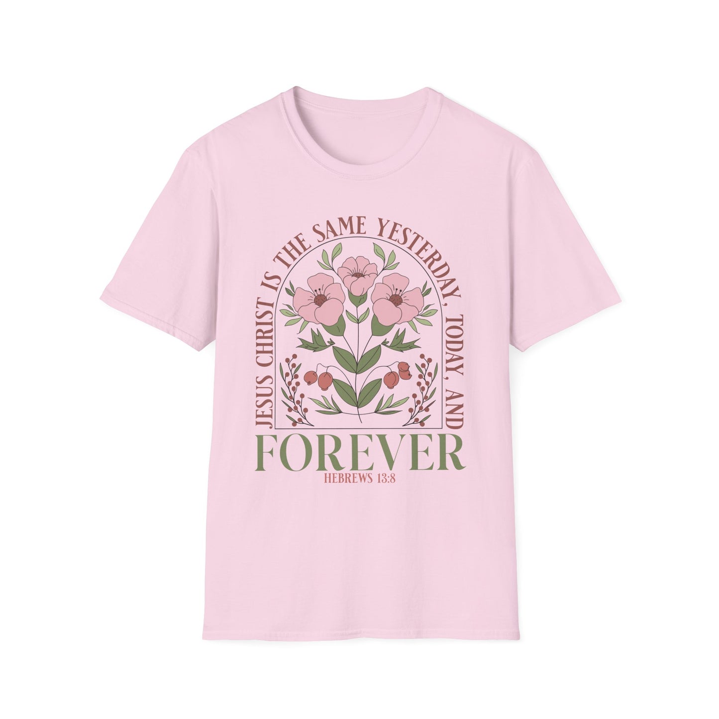 Christian Floral Quote Unisex Softstyle T-Shirt - Forever in Faith