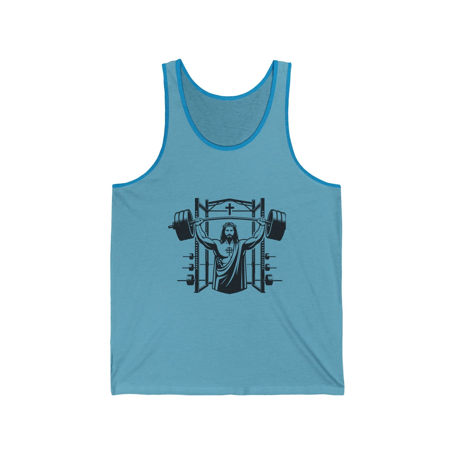 Muscle Power Unisex Jersey Tank - Weightlifting Christ Design