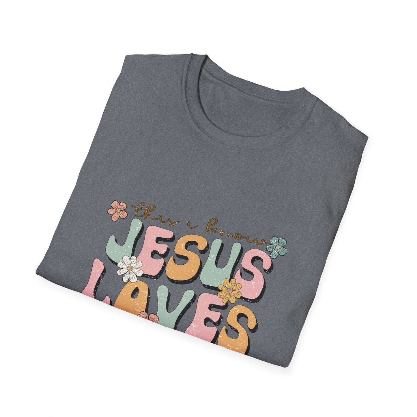 Jesus Loves Me Floral Unisex Softstyle T-Shirt - Cute Faith-Based Tee for Everyday Wear