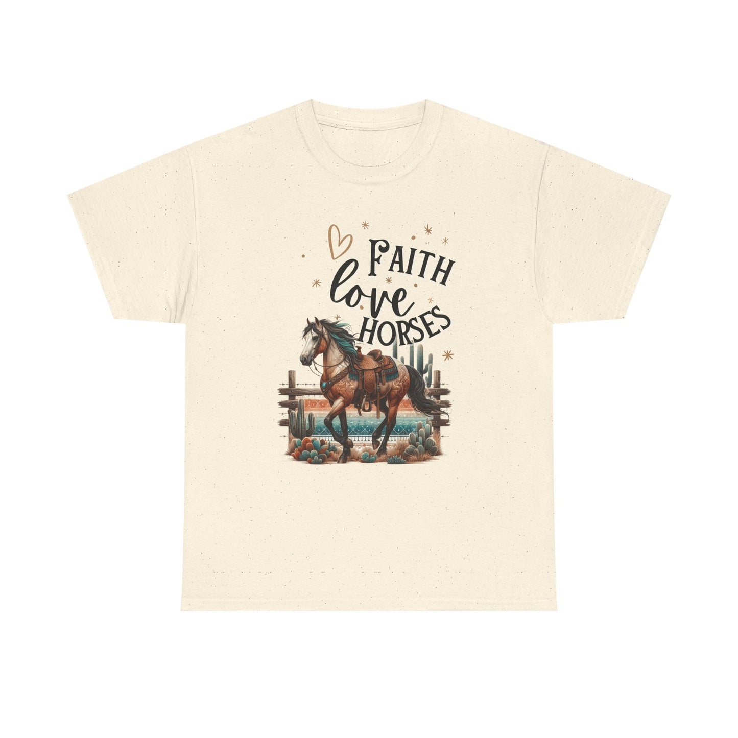 Western Themed T-Shirt for Horse Lovers - Faith Love Horses