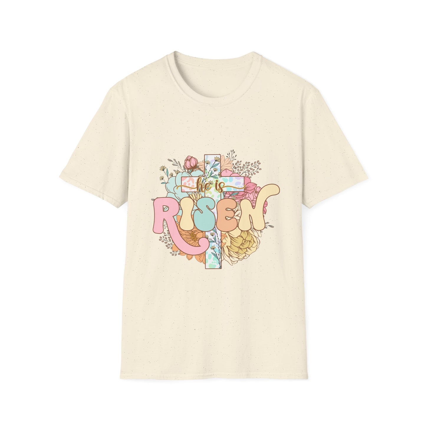 Risen Cross Unisex Softstyle T-Shirt - Inspirational Graphic Tee for Faith and Everyday Wear