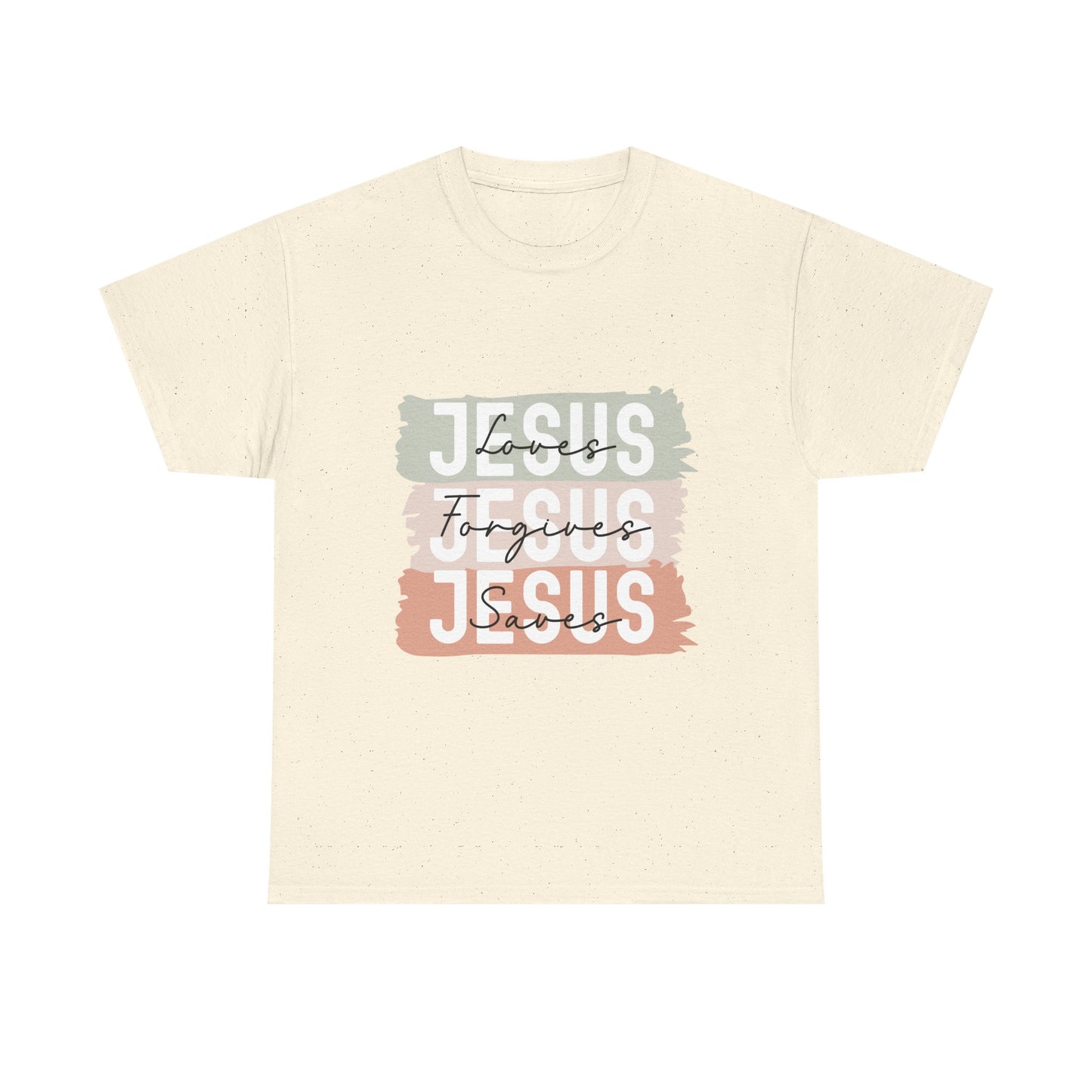 Jesus Loves, Jesus Forgives, Jesus Saves - Faith-Inspired Cotton Tee