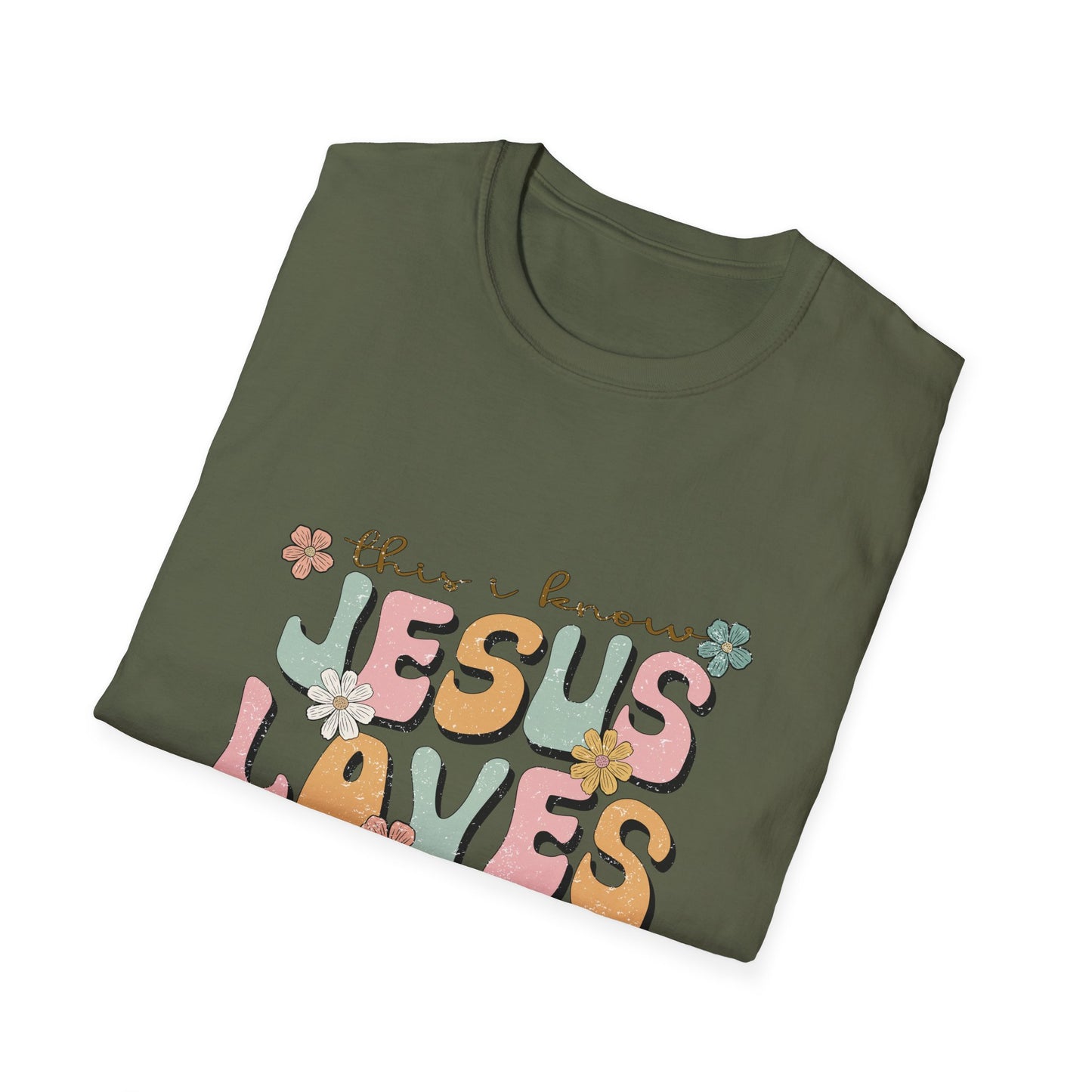 Jesus Loves Me Floral Unisex Softstyle T-Shirt - Cute Faith-Based Tee for Everyday Wear
