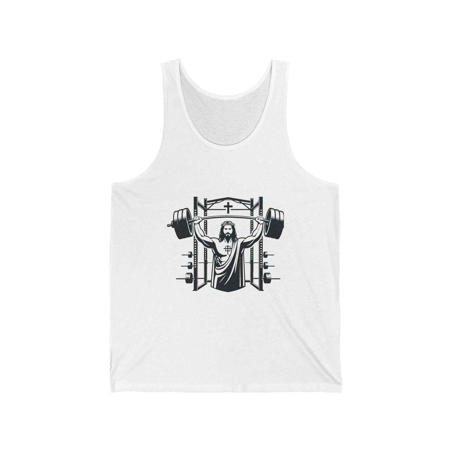 Muscle Power Unisex Jersey Tank - Weightlifting Christ Design