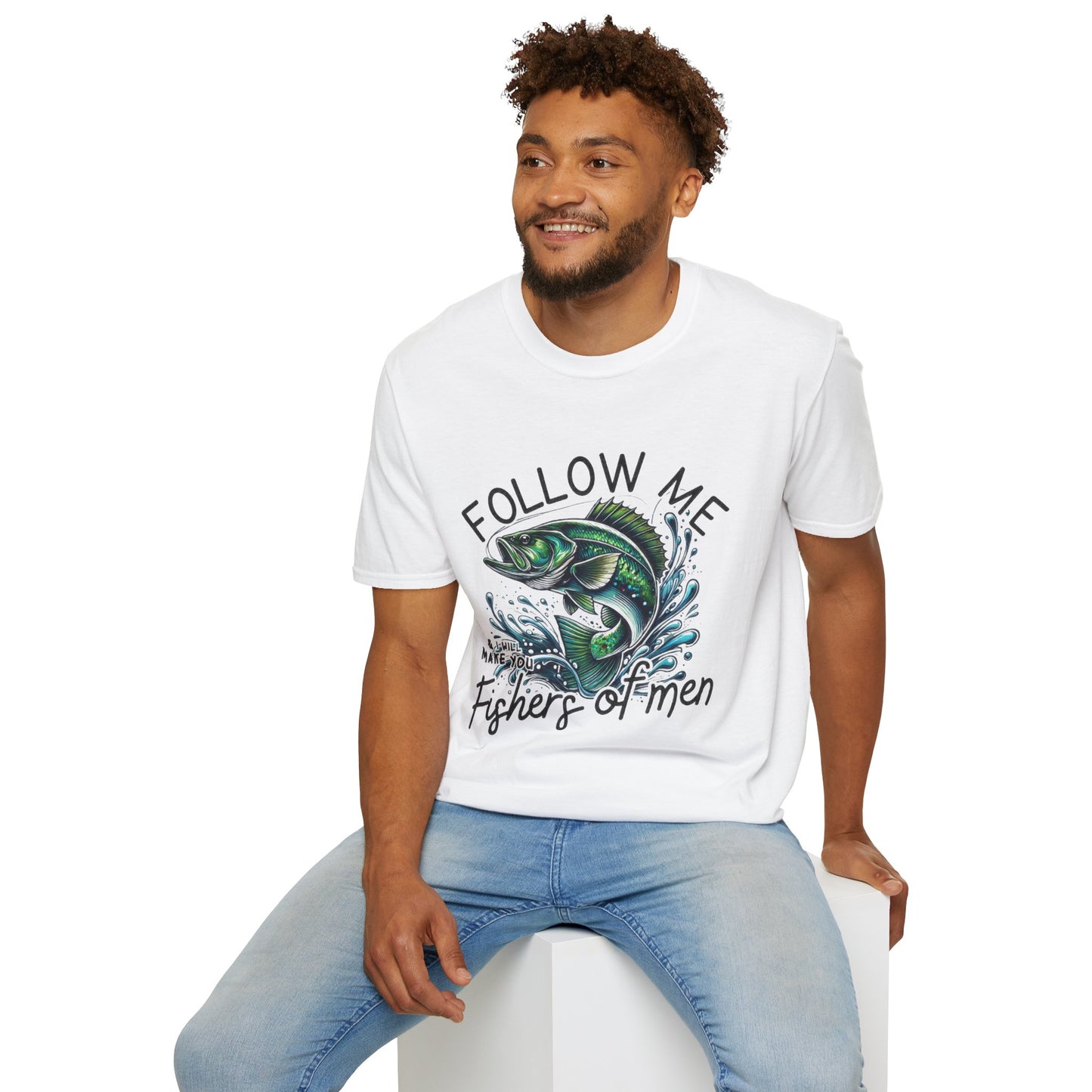 Fishing Themed Men's T-Shirt - 'Follow Me, I Will Make You Fisher of Men'