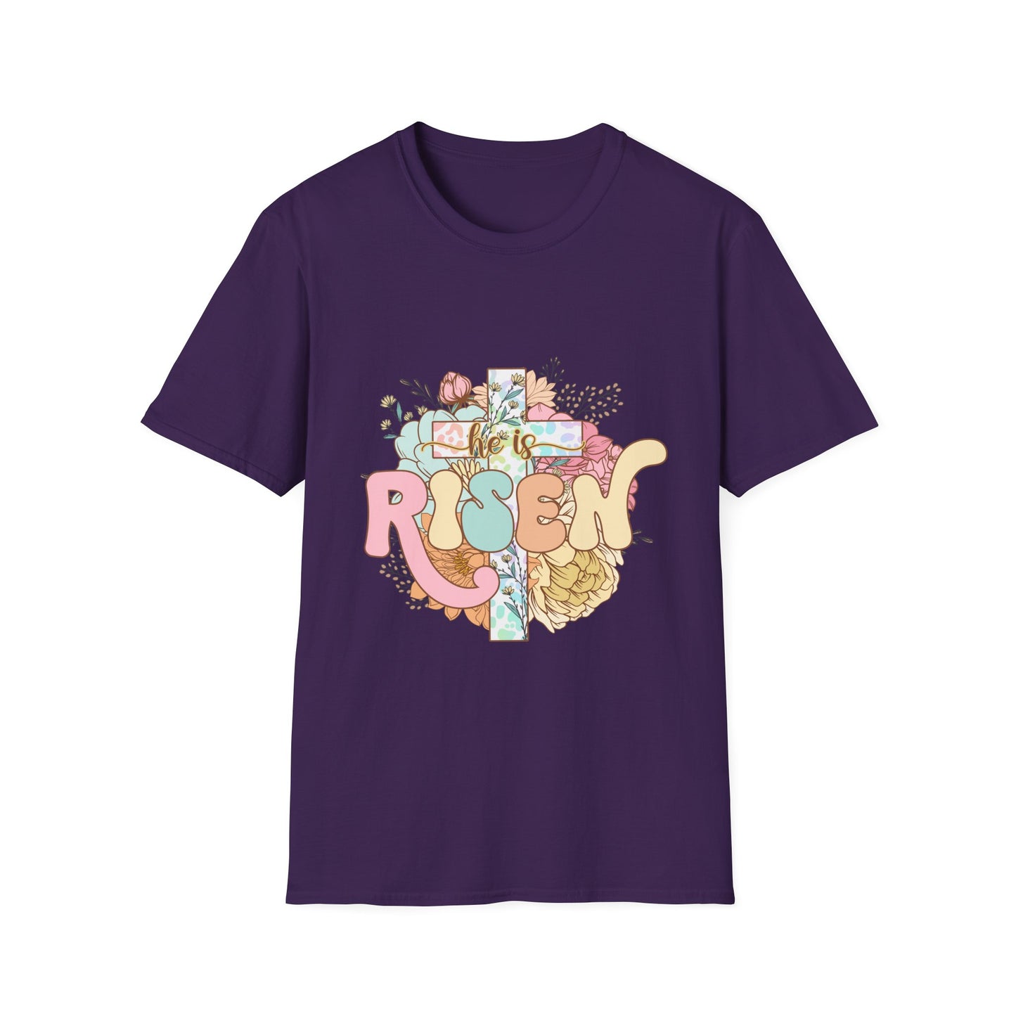 Risen Cross Unisex Softstyle T-Shirt - Inspirational Graphic Tee for Faith and Everyday Wear