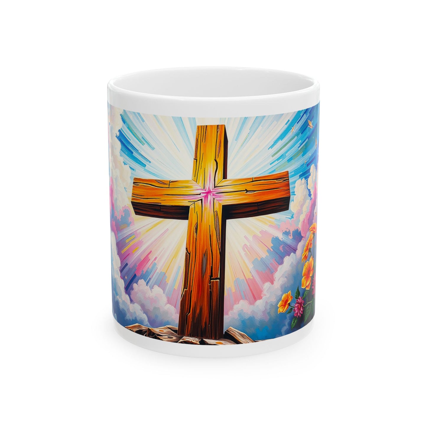Inspirational Christian Ceramic Mug - Beautiful Cross Design - 11oz & 15oz