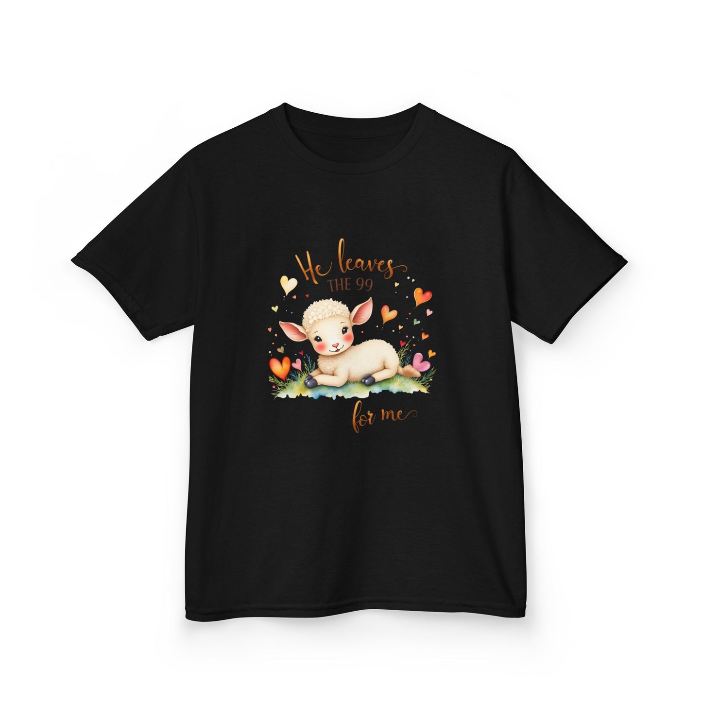 Kids Heavy Cotton™ Tee - Adorable Lamb Design "He Leaves The 99 For Me"