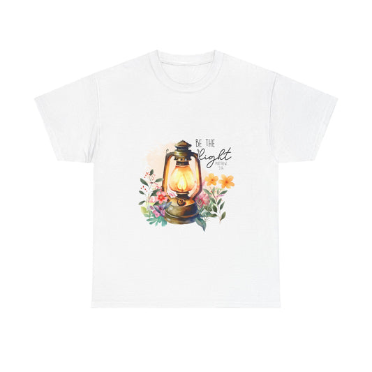 Be The Light Unisex Heavy Cotton Tee - Inspirational Floral Design