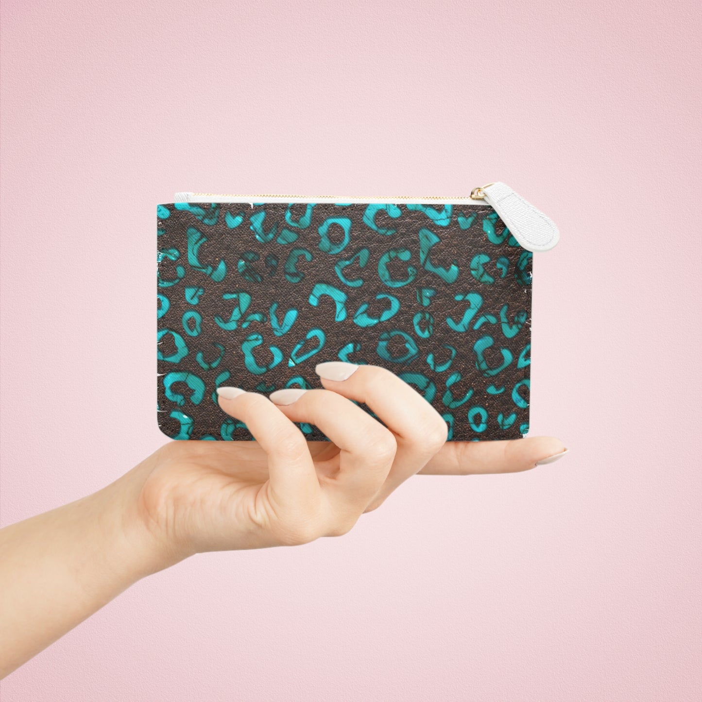 Stylish Mini Clutch Bag - Chic Leopard Print in Turquoise for Night Out & Everyday Use