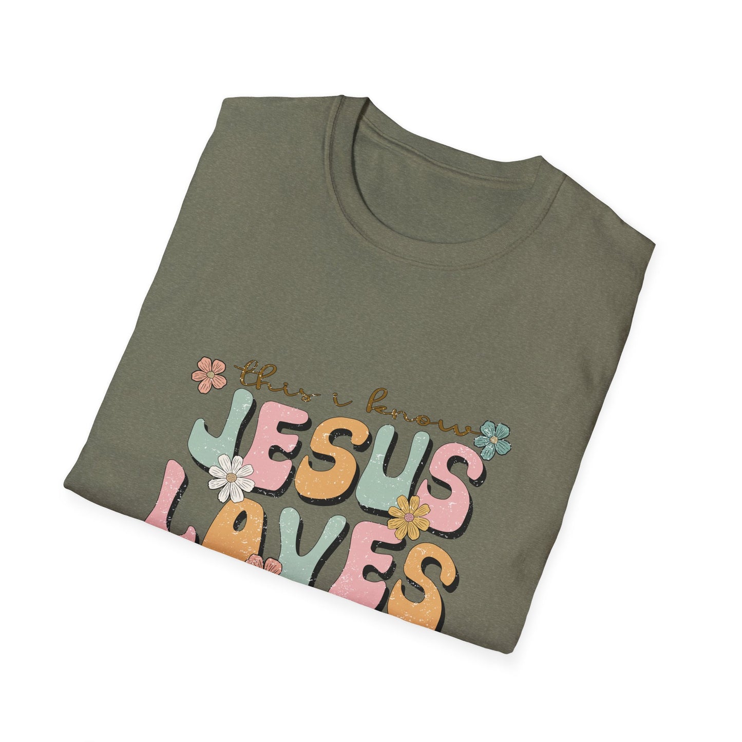 Jesus Loves Me Floral Unisex Softstyle T-Shirt - Cute Faith-Based Tee for Everyday Wear