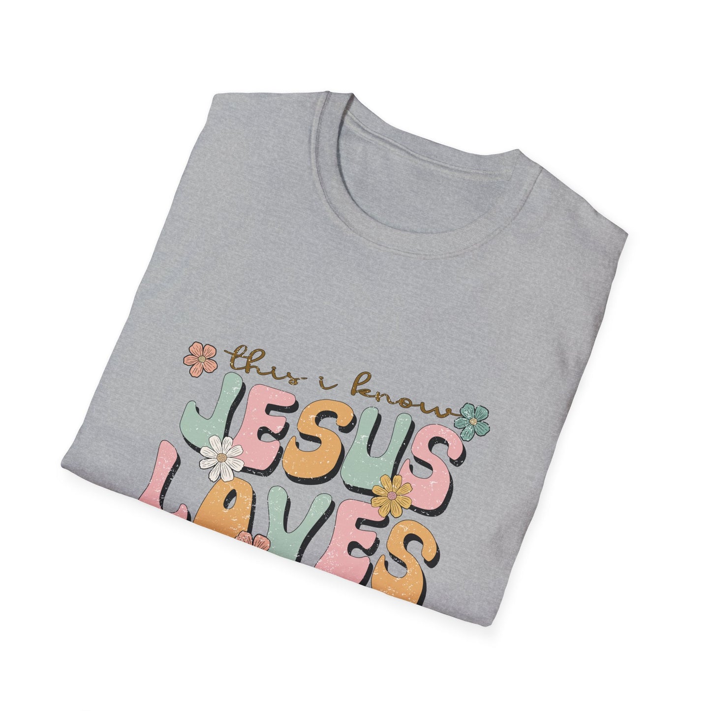 Jesus Loves Me Floral Unisex Softstyle T-Shirt - Cute Faith-Based Tee for Everyday Wear
