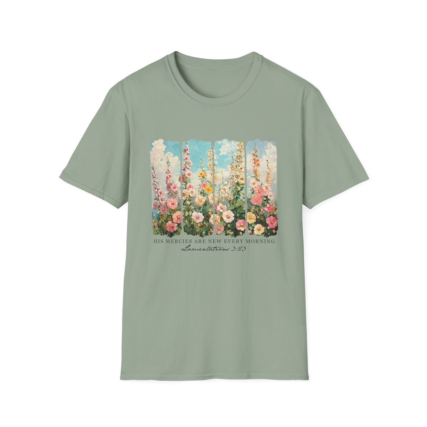 Floral Inspirational Quote Unisex T-Shirt - 'His Mercies Are New Every Morning'