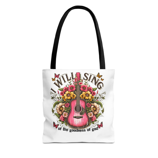 Women's Western Floral Guitar Tote Bag - 'I Will Sing of the Goodness of God'