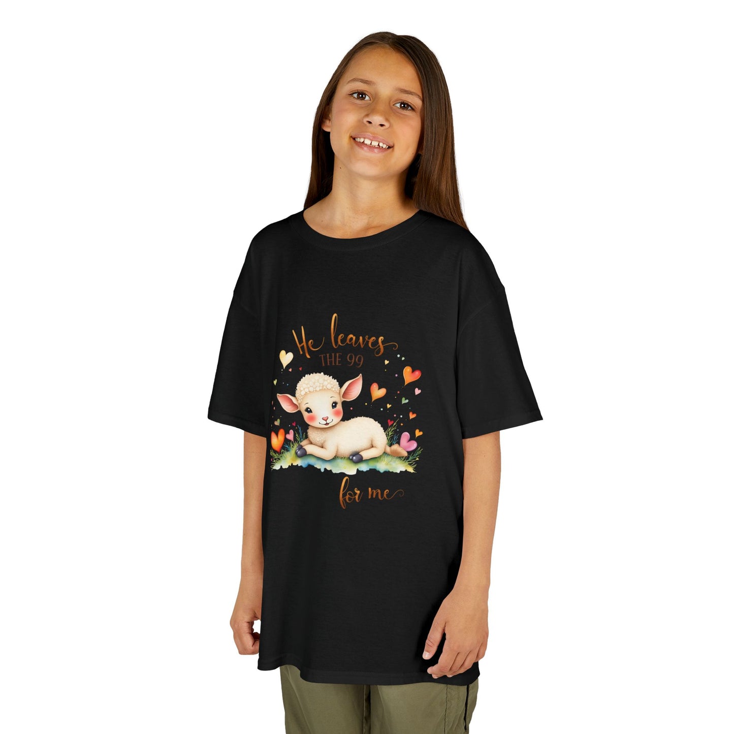 Kids Heavy Cotton™ Tee - Adorable Lamb Design "He Leaves The 99 For Me"