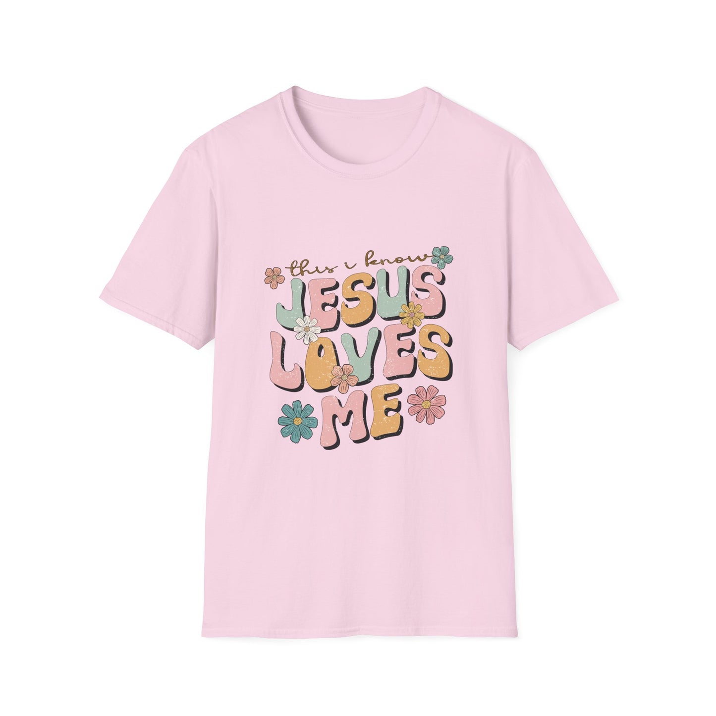 Jesus Loves Me Floral Unisex Softstyle T-Shirt - Cute Faith-Based Tee for Everyday Wear