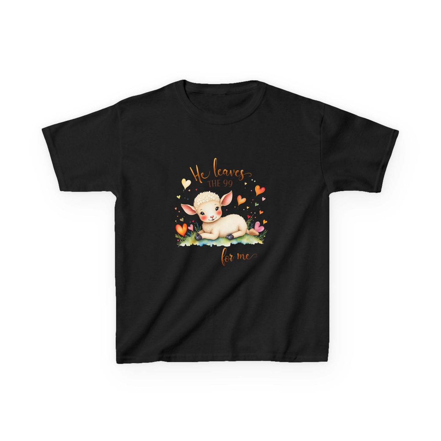 Kids Heavy Cotton™ Tee - Adorable Lamb Design "He Leaves The 99 For Me"