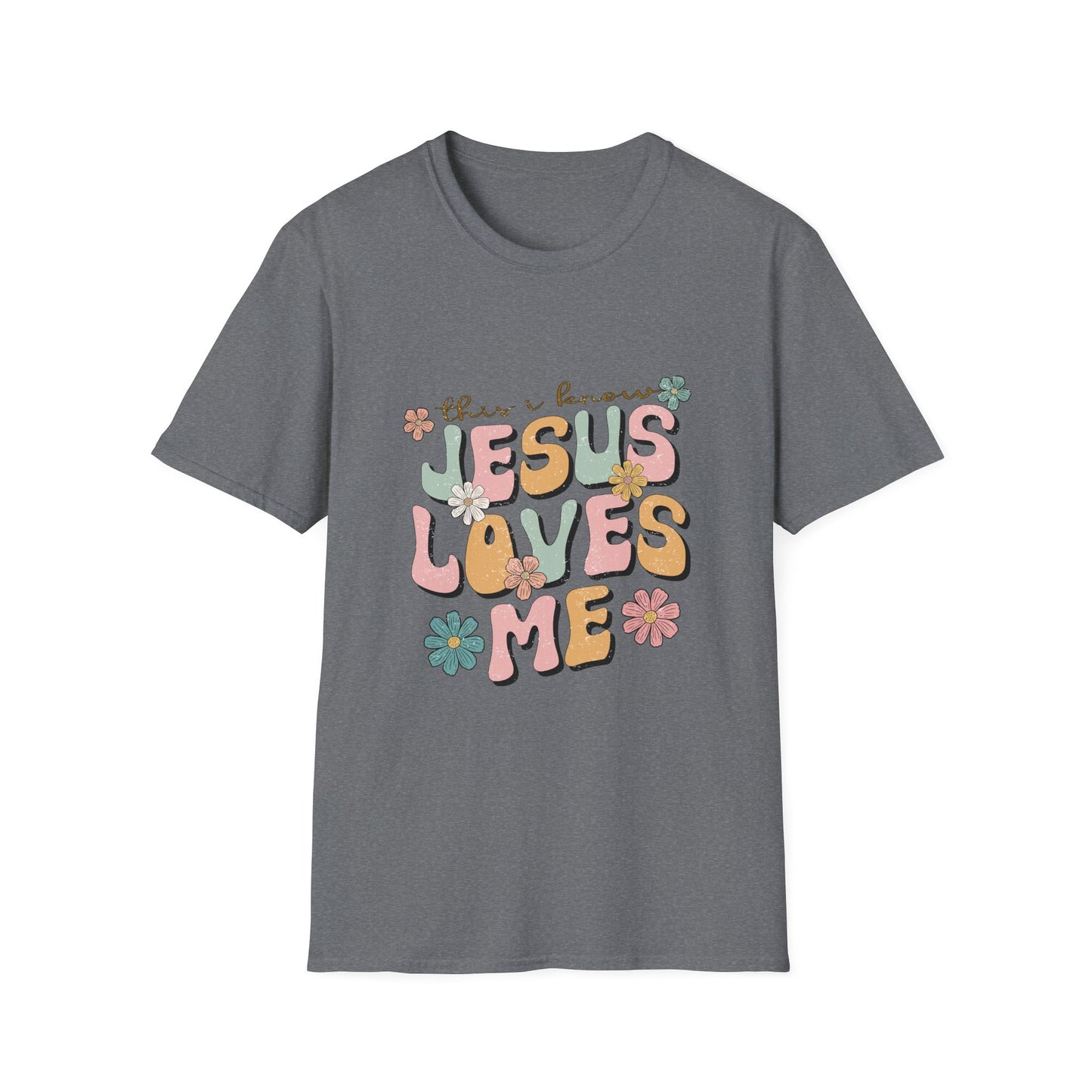 Jesus Loves Me Floral Unisex Softstyle T-Shirt - Cute Faith-Based Tee for Everyday Wear