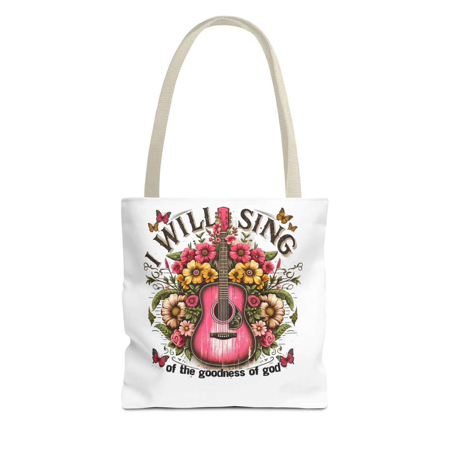Women's Western Floral Guitar Tote Bag - 'I Will Sing of the Goodness of God'