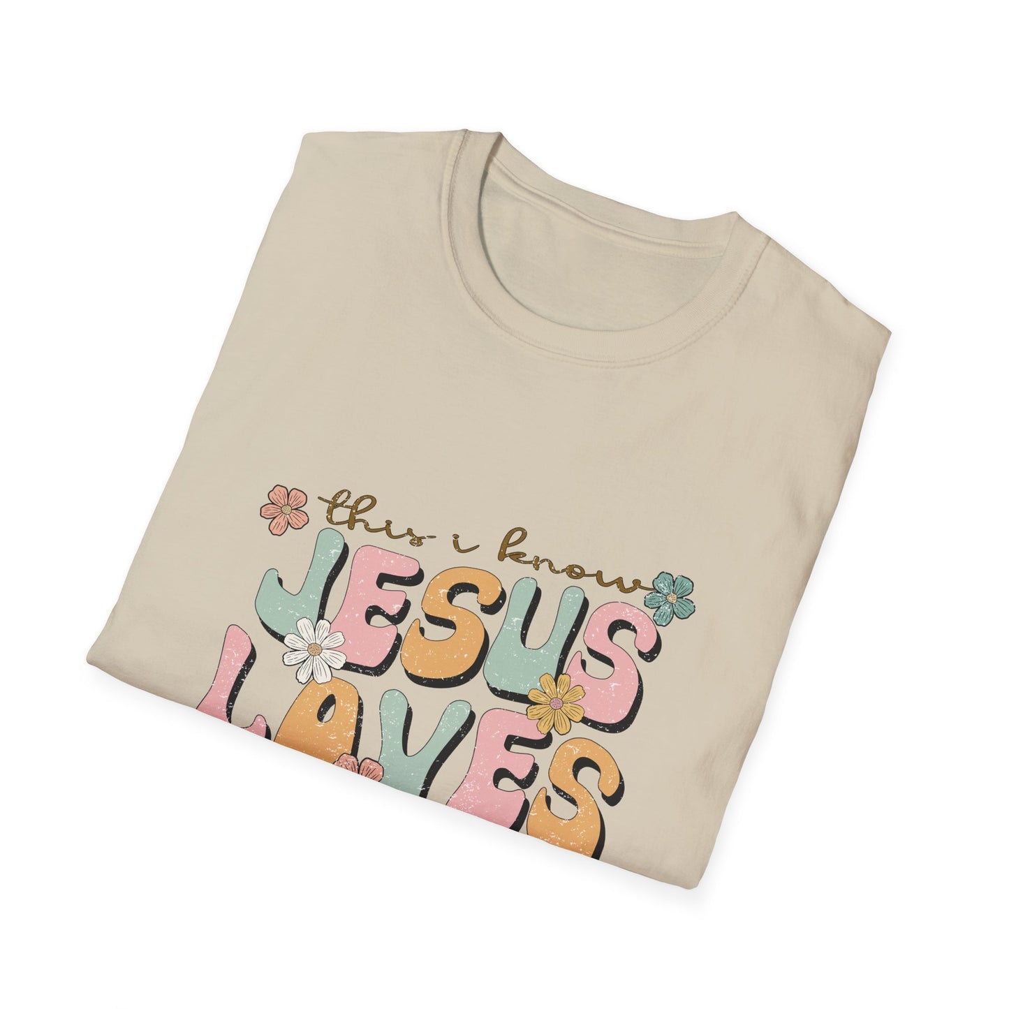 Jesus Loves Me Floral Unisex Softstyle T-Shirt - Cute Faith-Based Tee for Everyday Wear