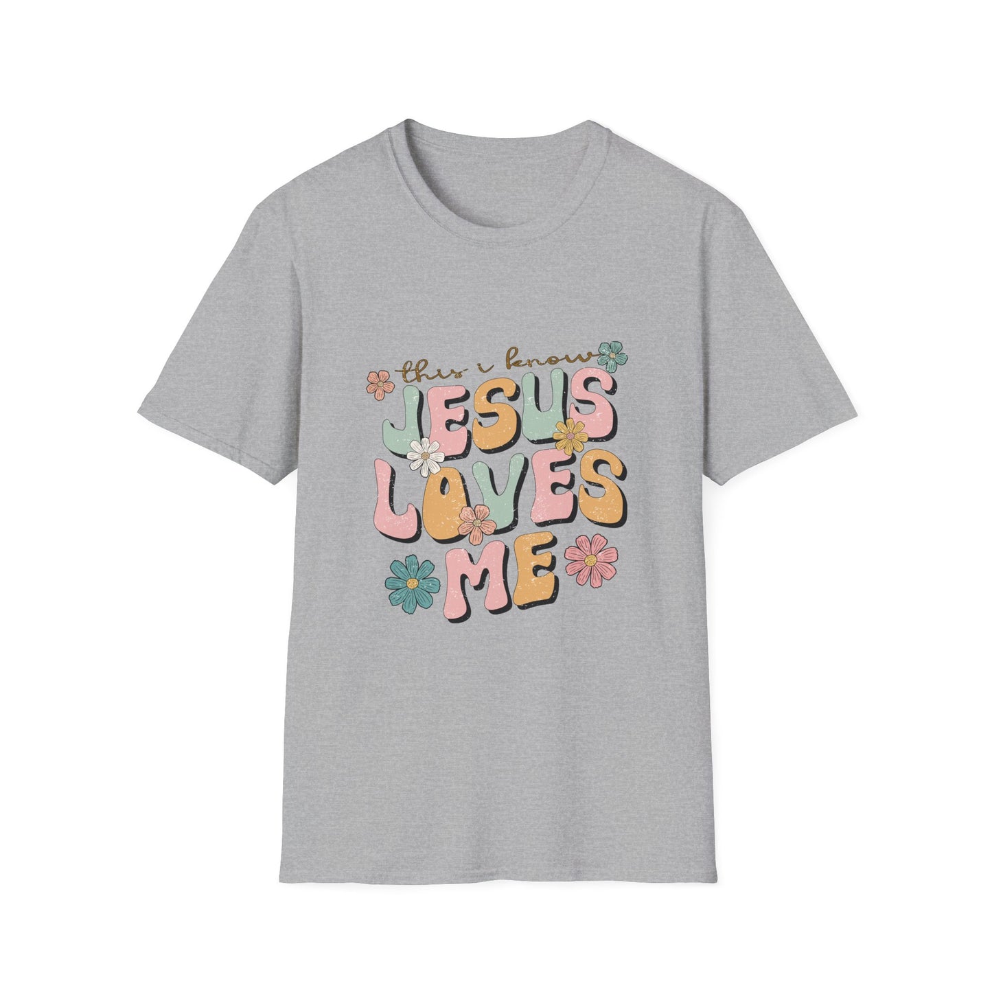 Jesus Loves Me Floral Unisex Softstyle T-Shirt - Cute Faith-Based Tee for Everyday Wear
