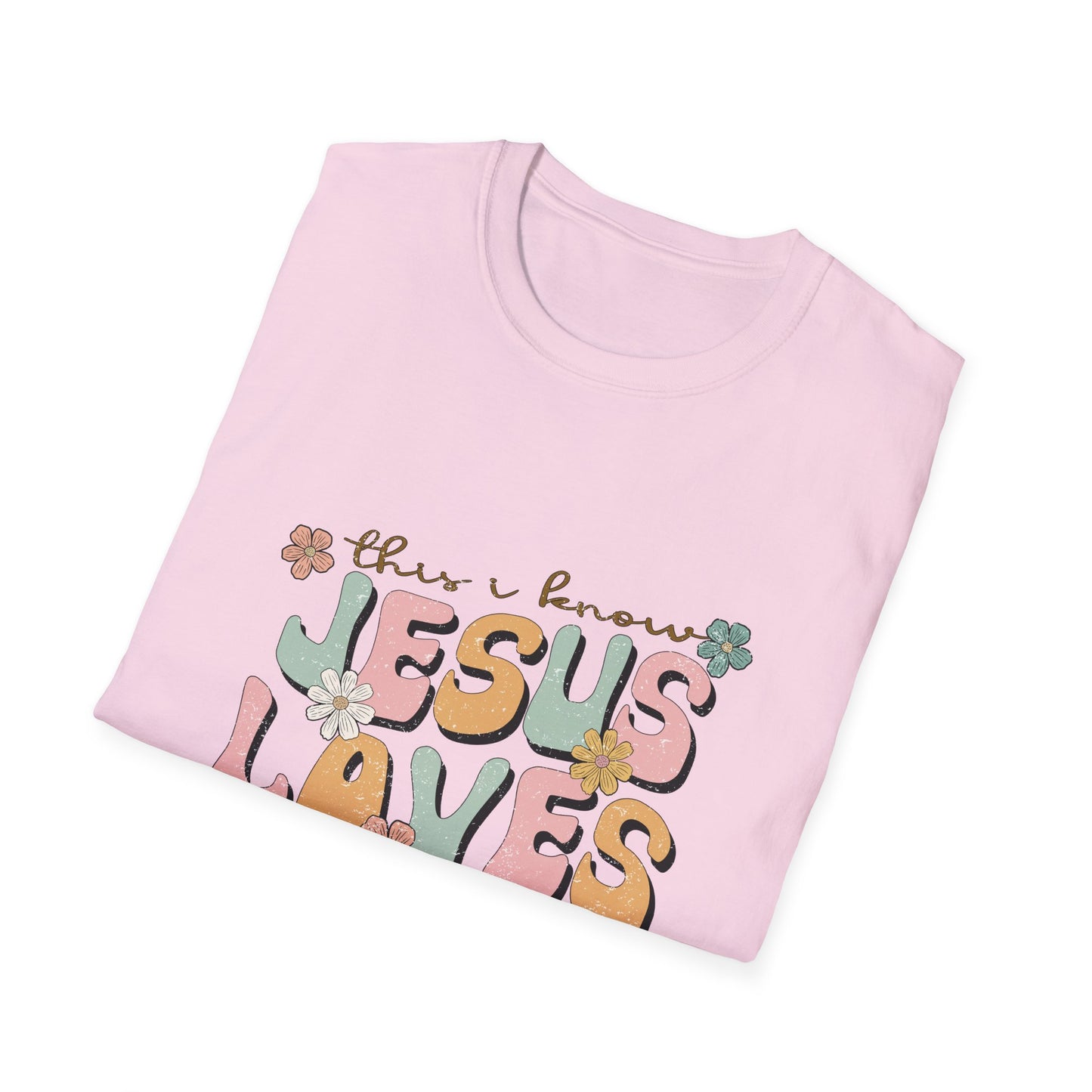 Jesus Loves Me Floral Unisex Softstyle T-Shirt - Cute Faith-Based Tee for Everyday Wear