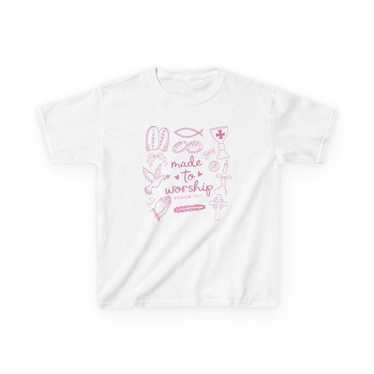 Made to Worship Kids Heavy Cotton Tee - Faith-Inspired Graphic T-Shirt