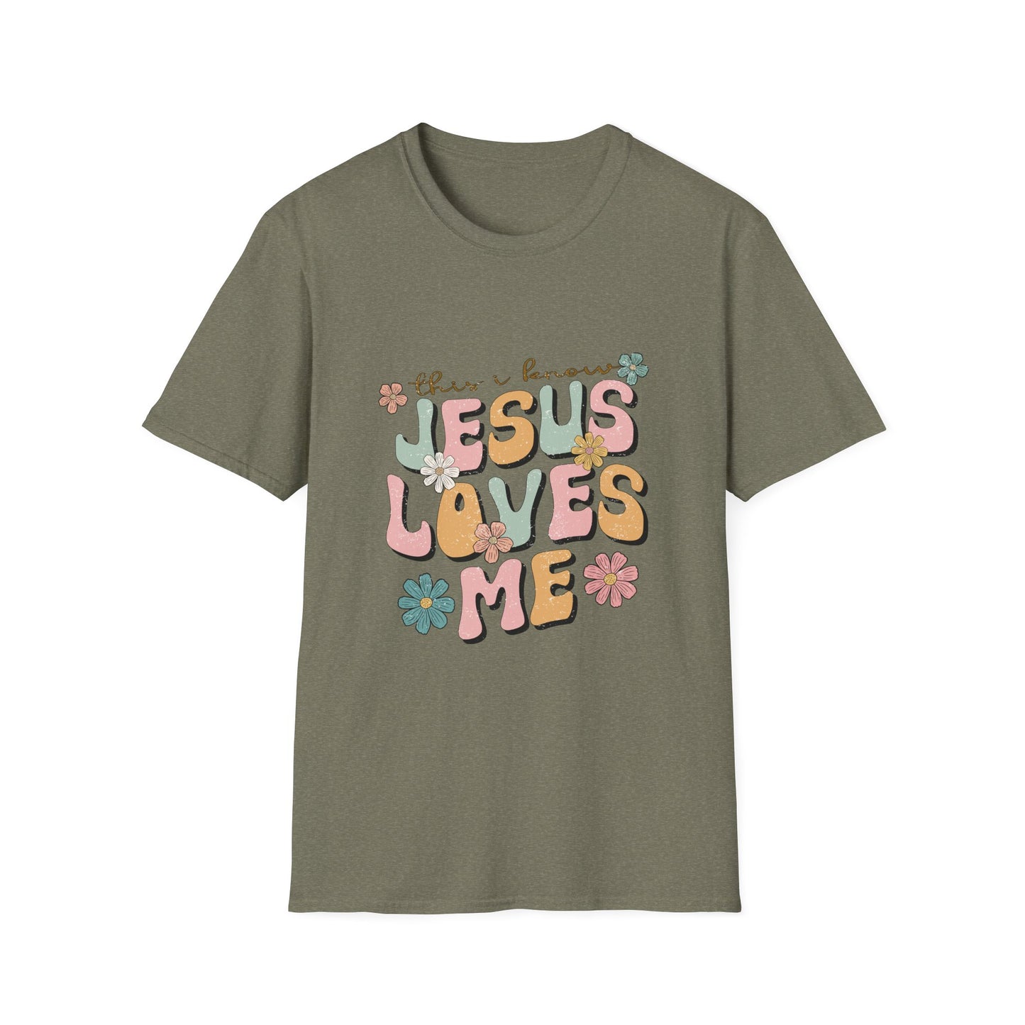 Jesus Loves Me Floral Unisex Softstyle T-Shirt - Cute Faith-Based Tee for Everyday Wear